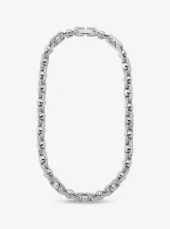 Astor Link Extra-Large Pav&eacute; Precious Metal-Plated Brass Necklace