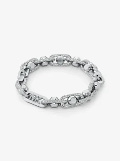 Astor Link Extra-Large Pav&eacute; Precious Metal-Plated Brass Bracelet