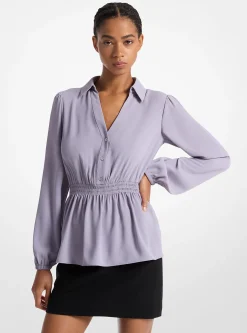Crepe Button-Down Shirt