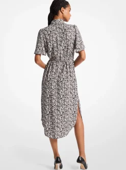 Floral Crepe Belted Dress