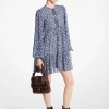 Floral Print Georgette Tie-Neck Dress