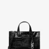 Gigi Small Crocodile Embossed Leather Messenger Bag