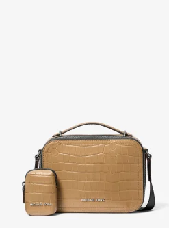 Hudson Crocodile Embossed Leather Crossbody Bag