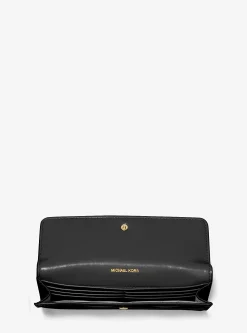 Jet Set Large Saffiano Leather Snap-Front Wallet