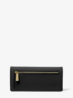 Jet Set Large Saffiano Leather Snap-Front Wallet