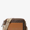 Jet Set Large Signature Logo Print Woven Crossbody Bag