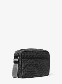 Jet Set Large Signature Logo Print Woven Crossbody Bag