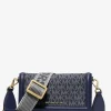Jet Set Small Logo Print Woven Smartphone Crossbody Bag