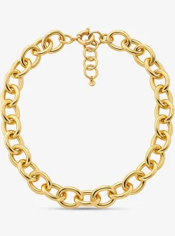 Large Precious Metal-Plated Brass Chain Link Necklace