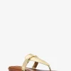 Lena Metallic Leather T-Strap Sandal