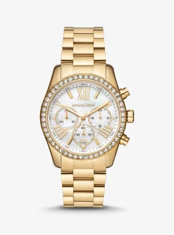 Lexington Pav&eacute; Gold-Tone Watch