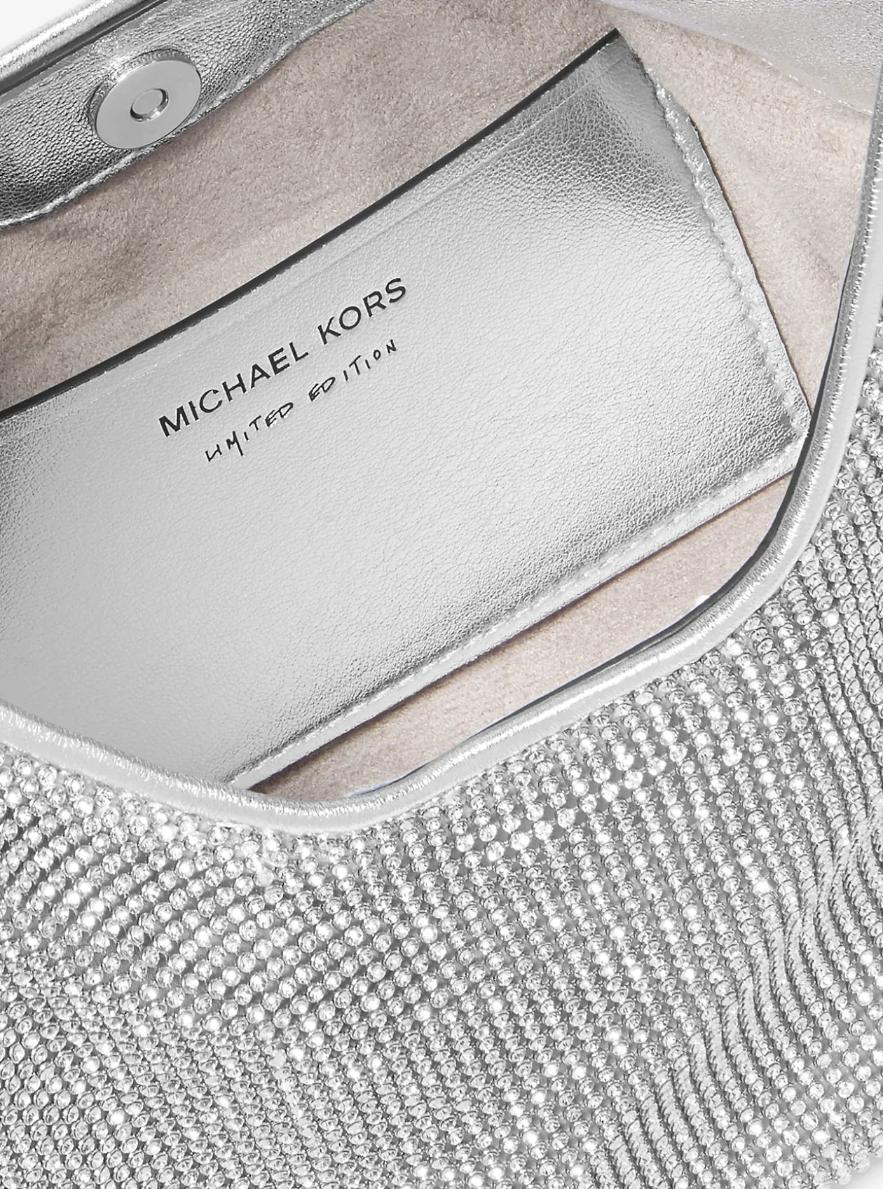 Limited-Edition Nolita Small Metallic Rhinestone Mesh Hobo Shoulder Bag