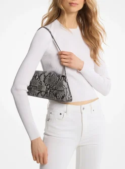 Ludlow Medium Snake Embossed Leather Shoulder Bag