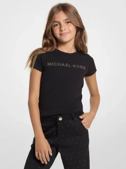 Metallic Printed Stretch Cotton T-Shirt
