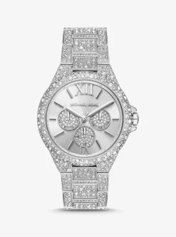 Oversized Camille Pav&eacute; Silver-Tone Watch