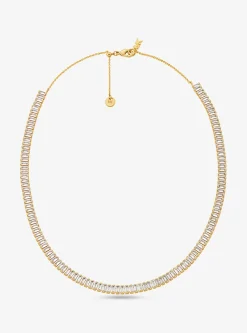 Pav&eacute; Precious Metal Plated Brass Tennis Necklace