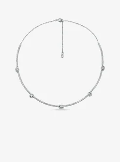 Pav&eacute; Precious Metal-Plated Sterling Silver Necklace
