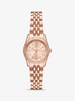 Petite Lexington Pav&eacute; Rose Gold-Tone Watch