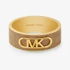 Precious Metal-Plated Brass and Crocodile Embossed Empire Logo Bangle