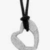 Precious Metal-Plated Brass Pav&eacute; Heart Necklace