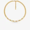 Precious Metal-Plated Brass Pav&eacute; Logo Chain Necklace