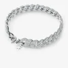 Precious Metal-Plated Sterling Silver Pav&eacute; Curb Link Bracelet