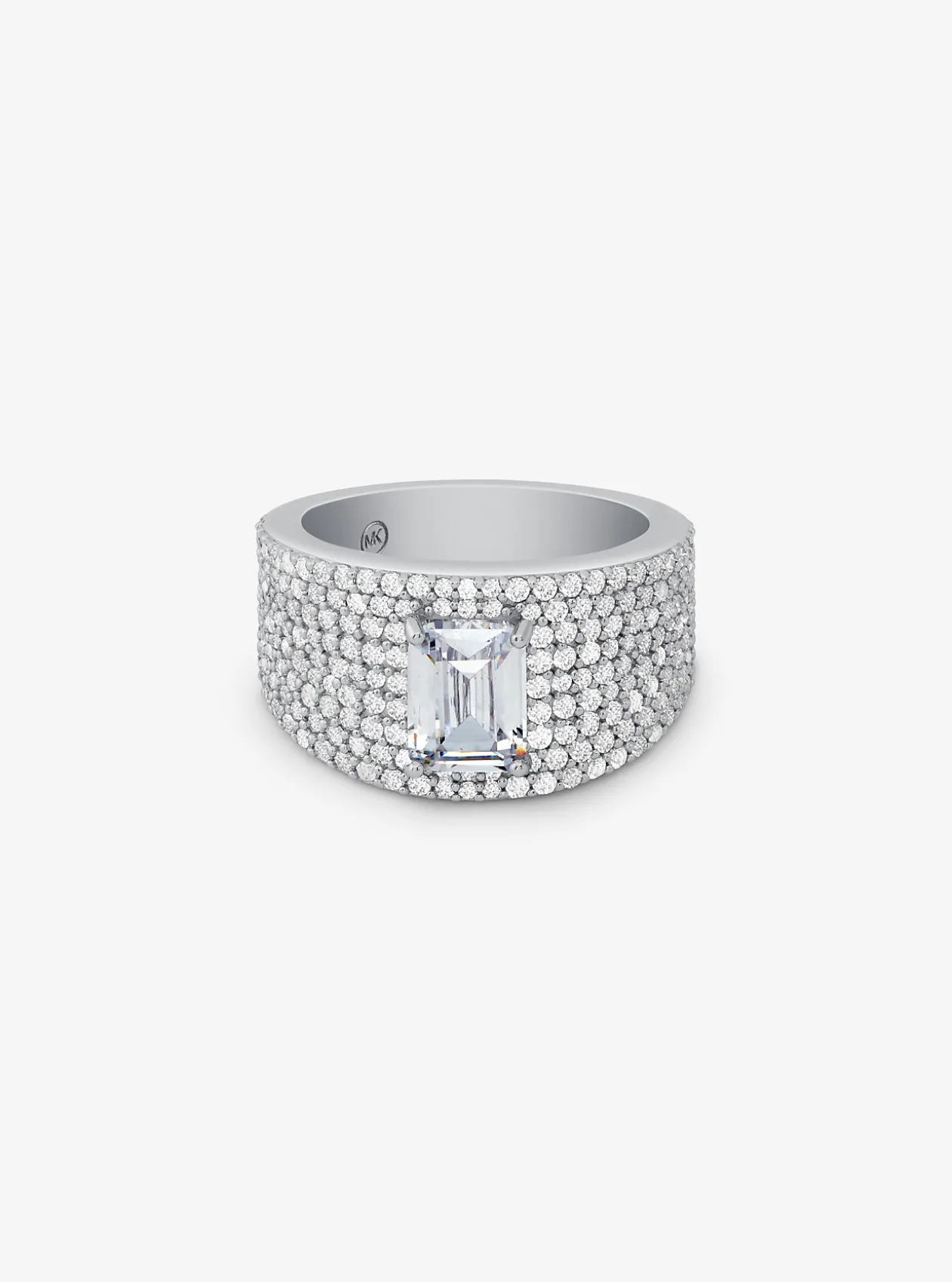 Precious Metal-Plated Sterling Silver Pavé Signet Ring