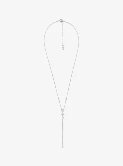 Precious Metal-Plated Sterling Silver Cubic Zirconia Lariat Necklace