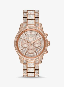 Ritz Pav&eacute; Rose Gold-Tone Watch
