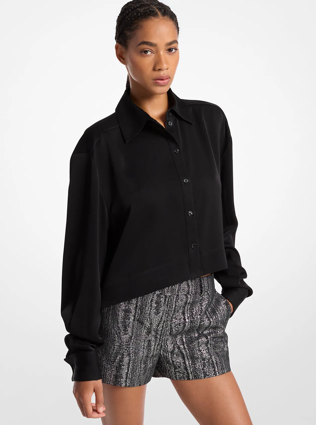 Satin Cropped Shirt