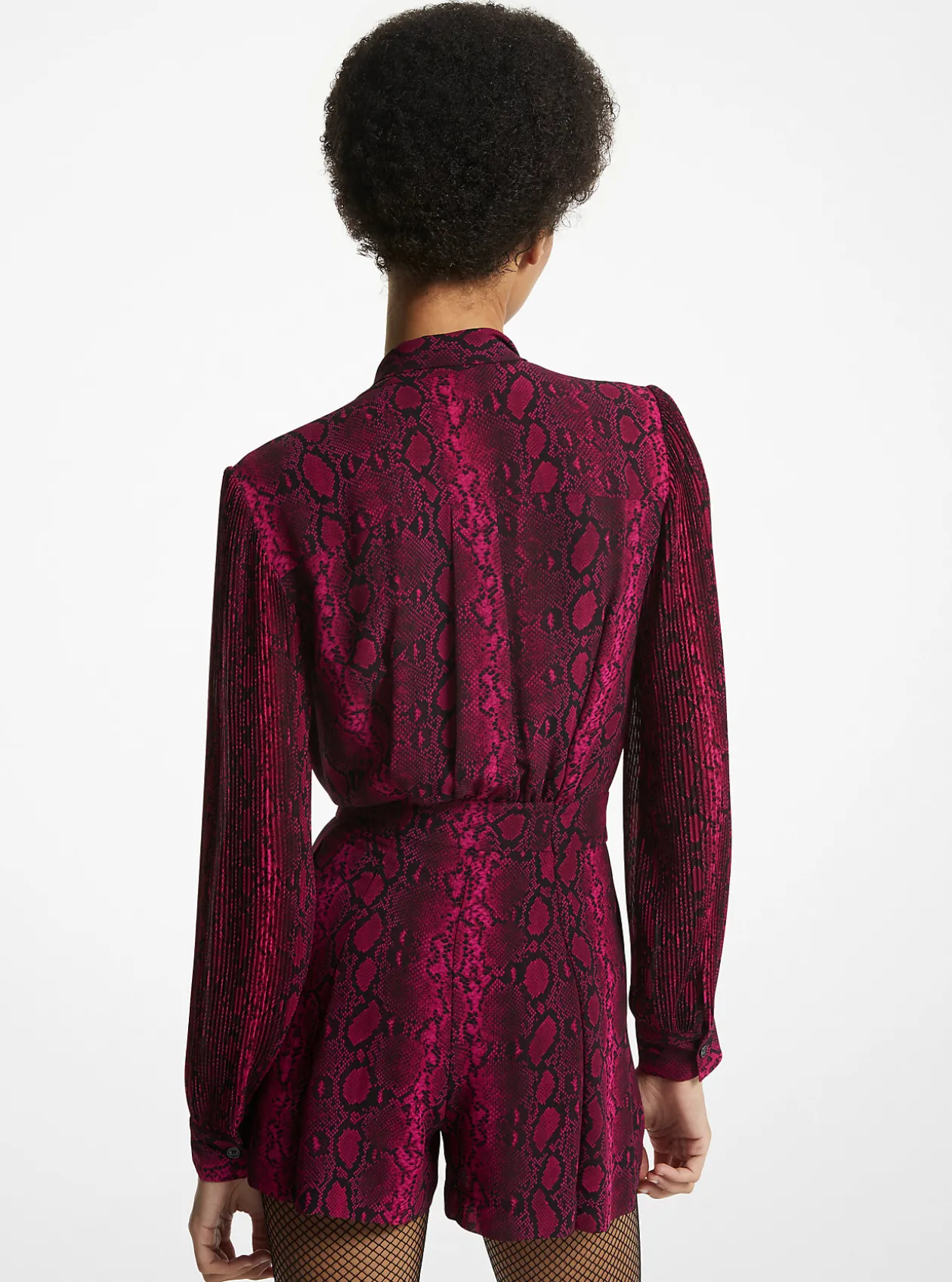 Snake Print Georgette Neck-Tie Romper