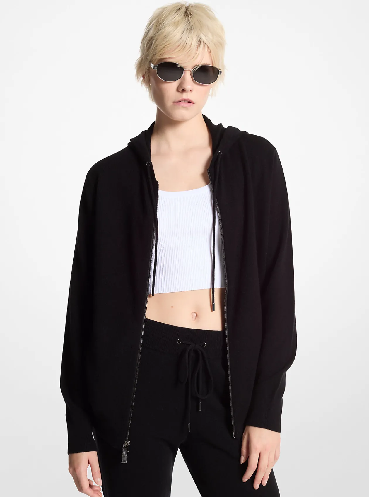 Wool and Cashmere Blend Zip-Up Hoodie